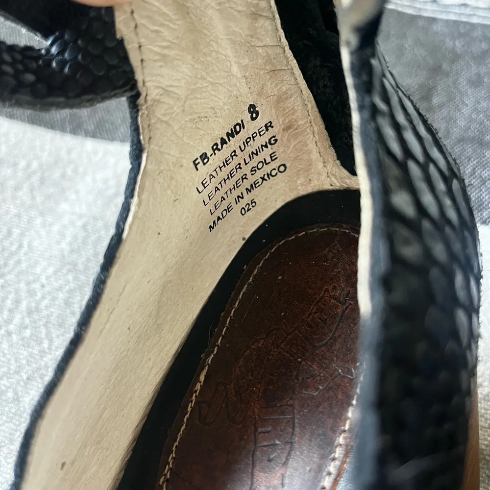 Freebird by Steven Black Faux-Snakeskin Ankle Wrap Block Heels - Picture 7 of 8